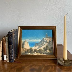 Vintage Style Gold Framed Mountain Landscape Print